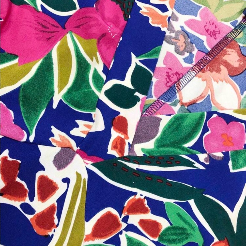 SHEIN Blue Multicolor Floral V-Neck Midi Dress - Picture 3 of 6